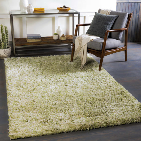 Marao Solid Grass Green Plush Rug - Clearance