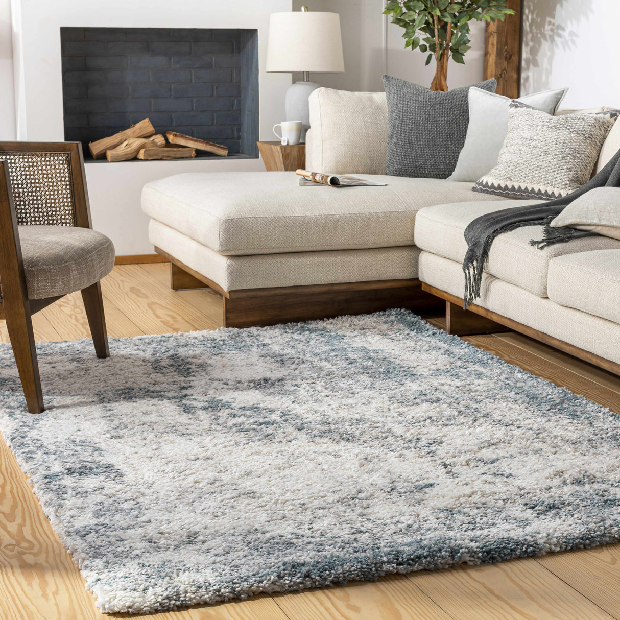 Tagas Abstract Gray Plush Rug