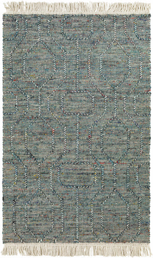 Dark Blue Takaungu Wool Blend Braided Tassel Area Rug - Clearance