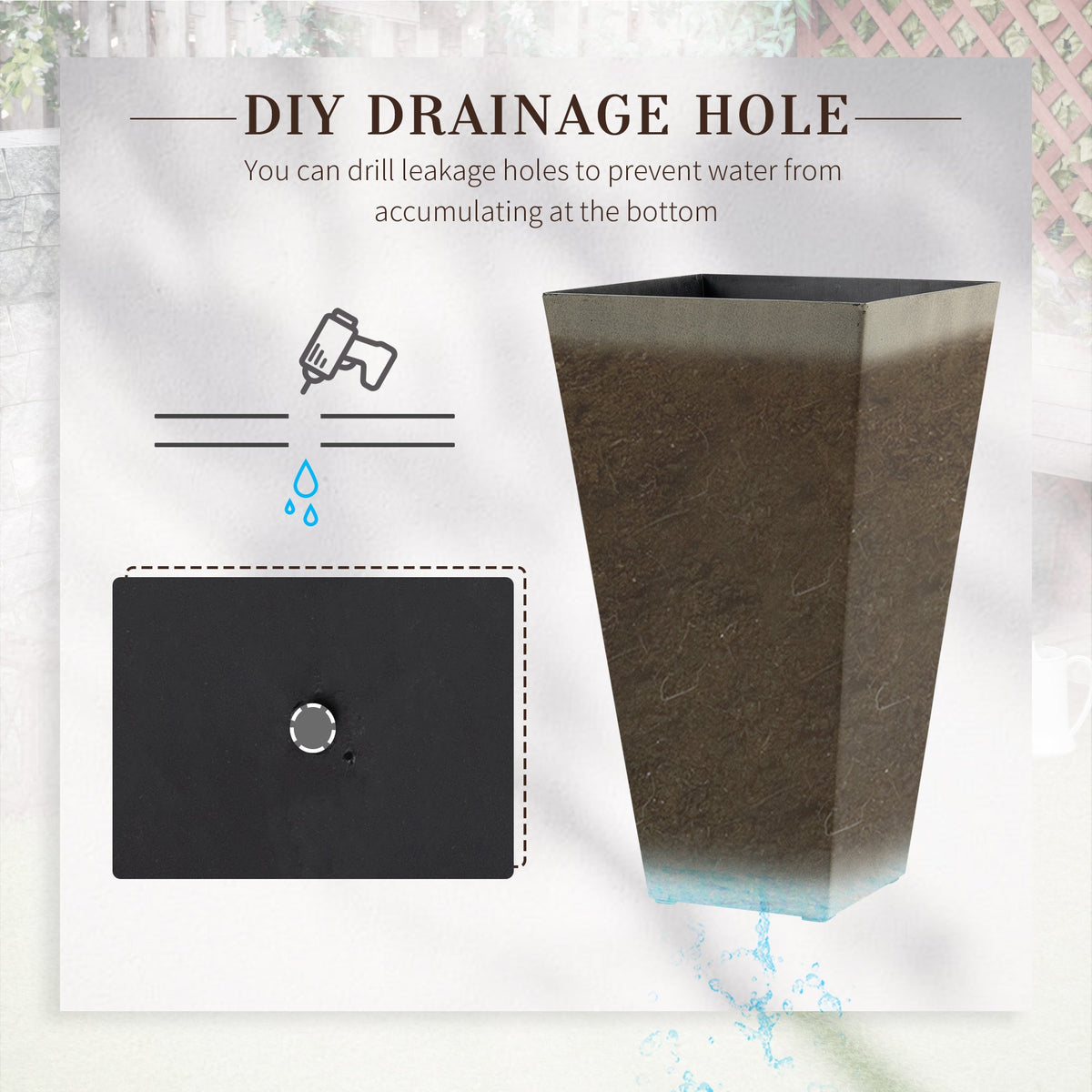 Tall Planters Set of 3 with Drainage Hole - view 7