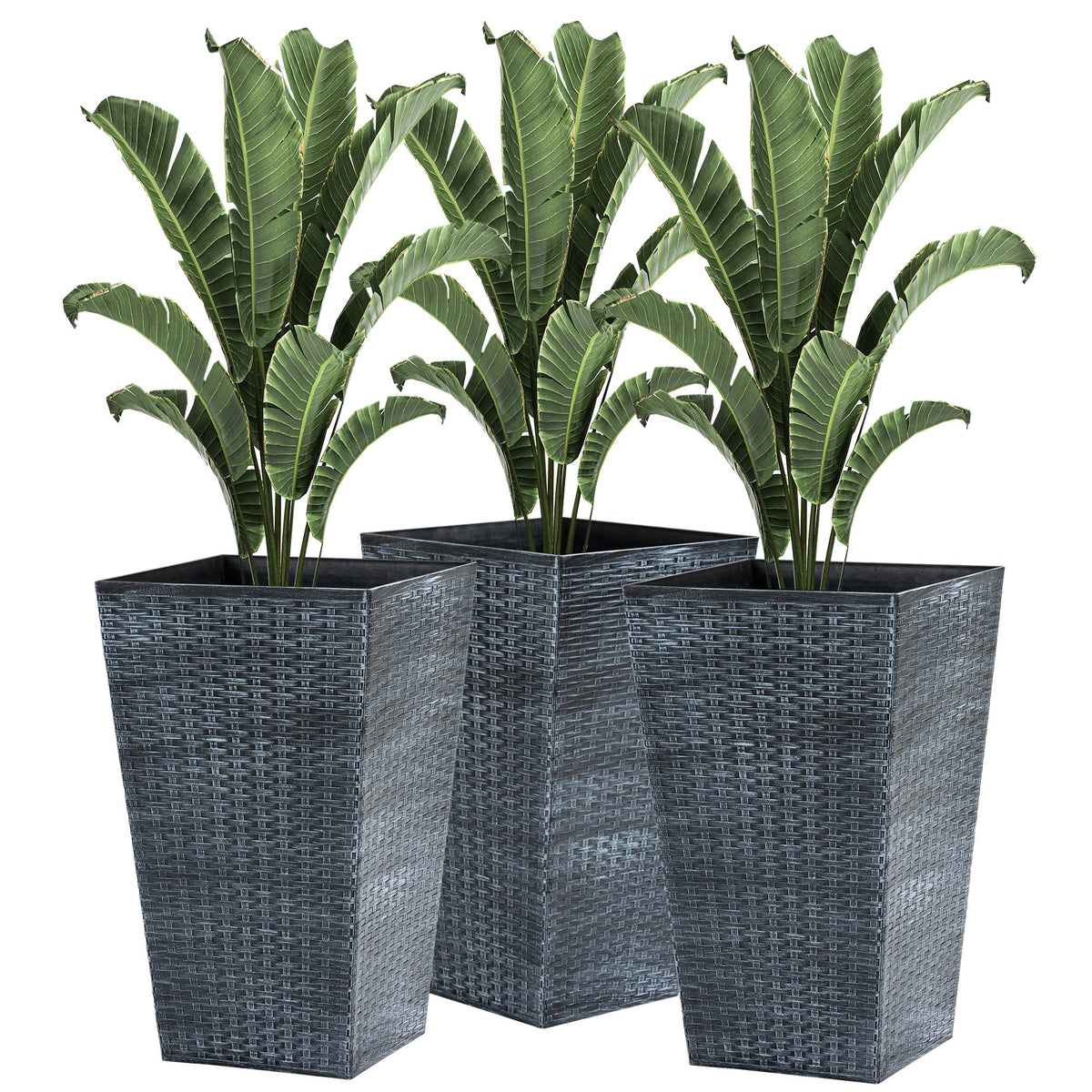 Tall Polypropylene Planter Set with Drainage