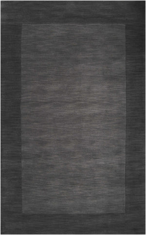 Bordered Solid Black Charcoal Wool Rug