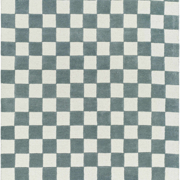 Timin Blue Gray Checkered Area Rug