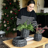 Handcrafted Textured Outdoor Matte Black Planters, Set of 3