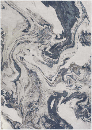 Moana Denim Blue Marble Area Rug