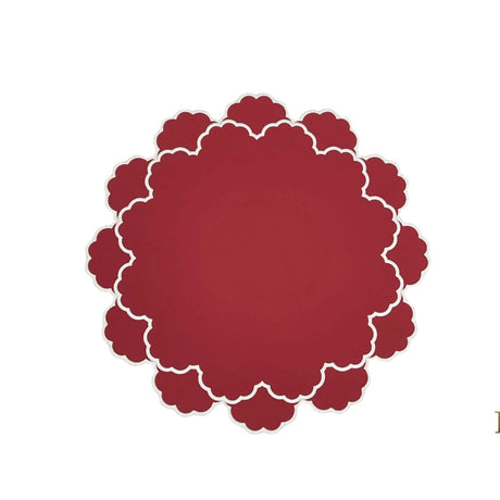 Timeless Red Scalloped Faux Leather Placemats