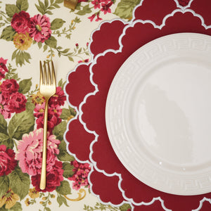 Timeless Red Scalloped Faux Leather Placemats