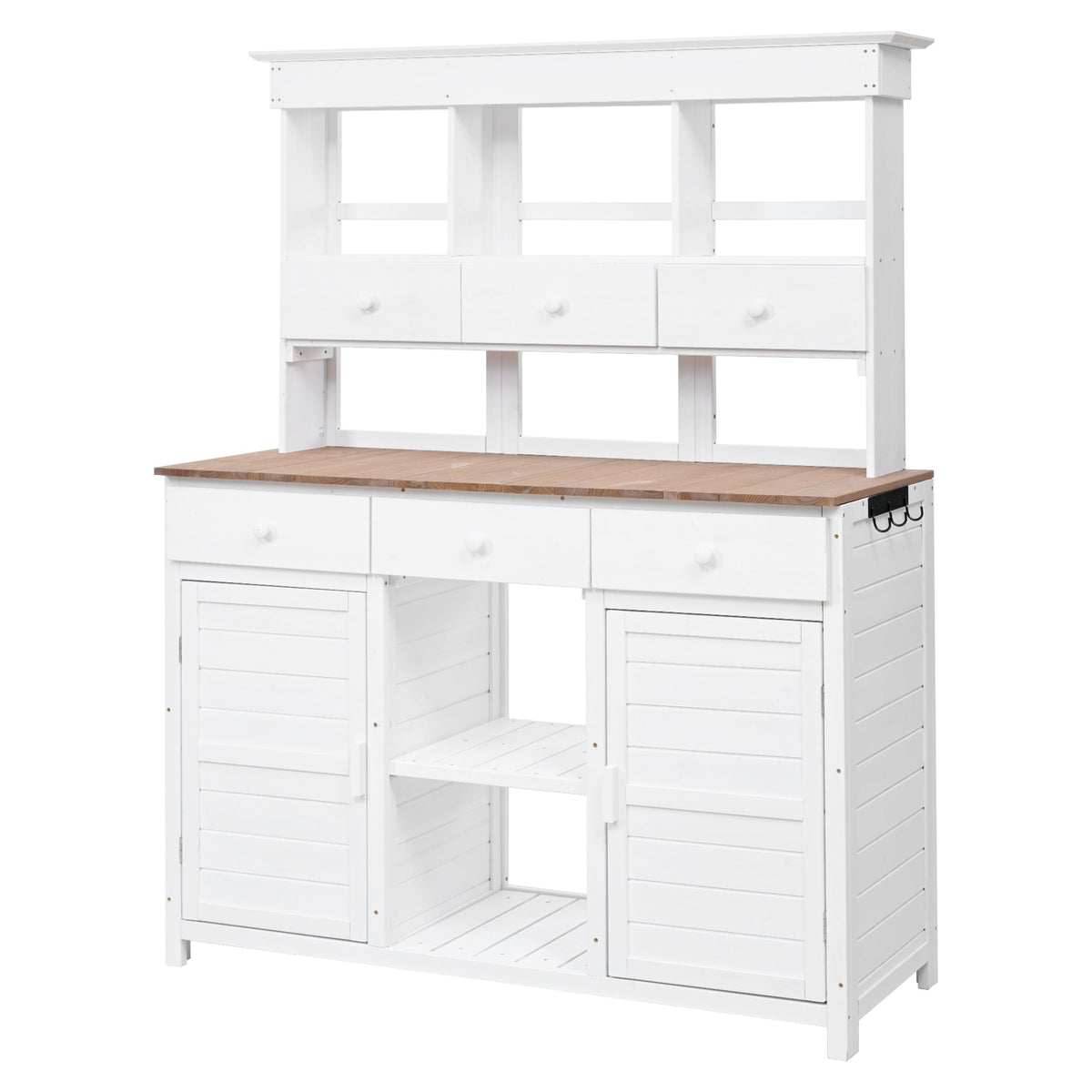 TOPMAX 65.7" Tall Garden Potting Bench Table with Hutch - view 6