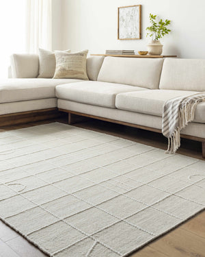 Tieve Off White Checkered Area Rug