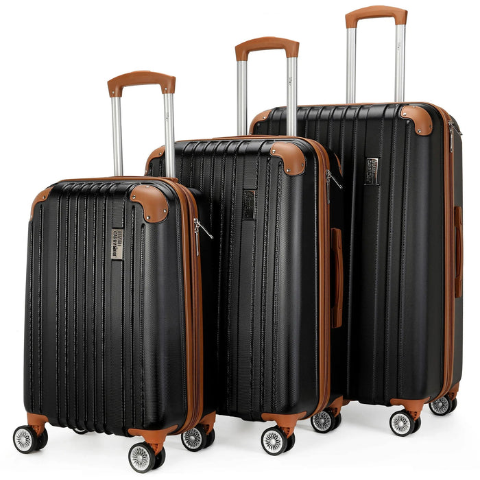 Collins 3 Piece Expandable Retro Luggage Set - Black | Travellty