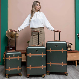 Grace 3 Piece Expandable Retro Luggage Set | Travellty