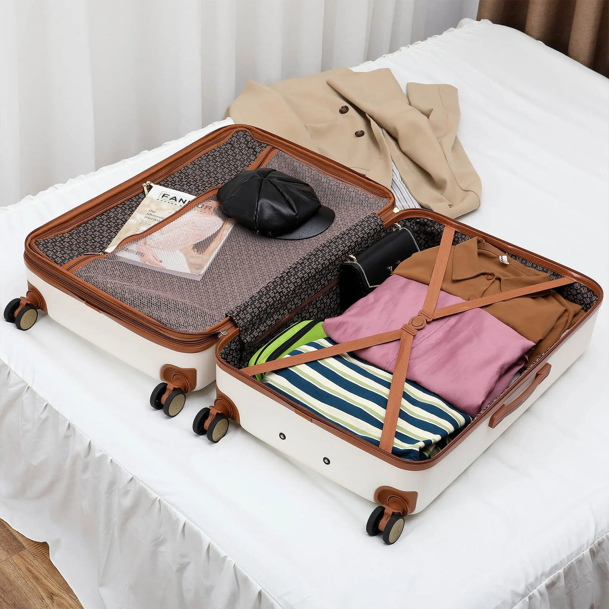 Grace 3 Piece Expandable Retro Luggage Set | Travellty