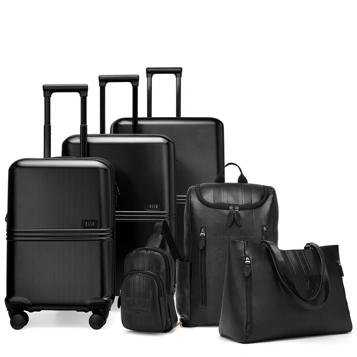 Roamer Expedition Expandable 6 Piece Luggage Set - Black | Travellty