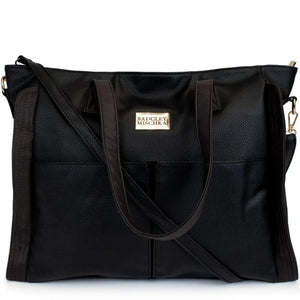 Rose Vegan Leather Weekender Tote Bag - Black | Travellty