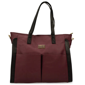 Rose Vegan Leather Weekender Tote Bag - Red Wine | Travellty