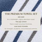Decorative Cotton Stripe Bath Towel Set - Noelle Collection