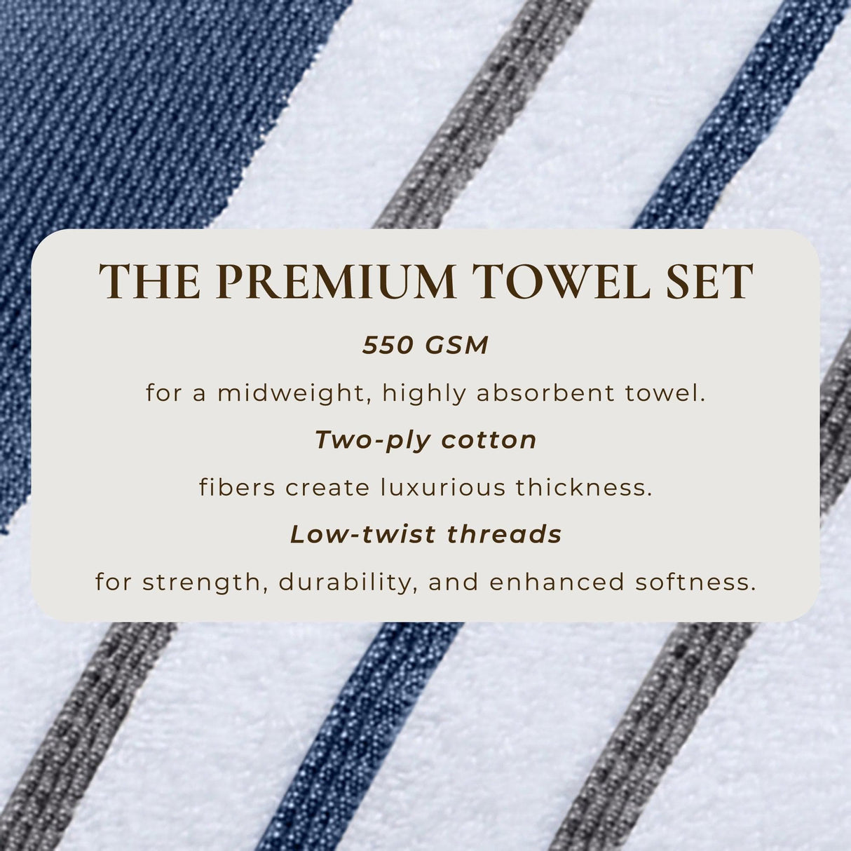 Decorative Cotton Stripe Bath Towel Set - Noelle Collection