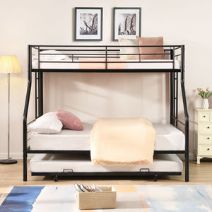 Twin Over Full Modern Metal Bunk Bed with Trundle - view 2