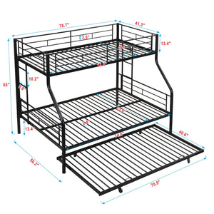 Twin Over Full Modern Metal Bunk Bed with Trundle - view 3