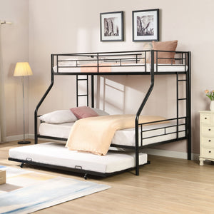 Twin Over Full Modern Metal Bunk Bed with Trundle - view 4