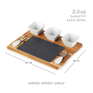 Twine Living Acacia & Slate Cheese Board Set with Ceramic Bowls - view 6