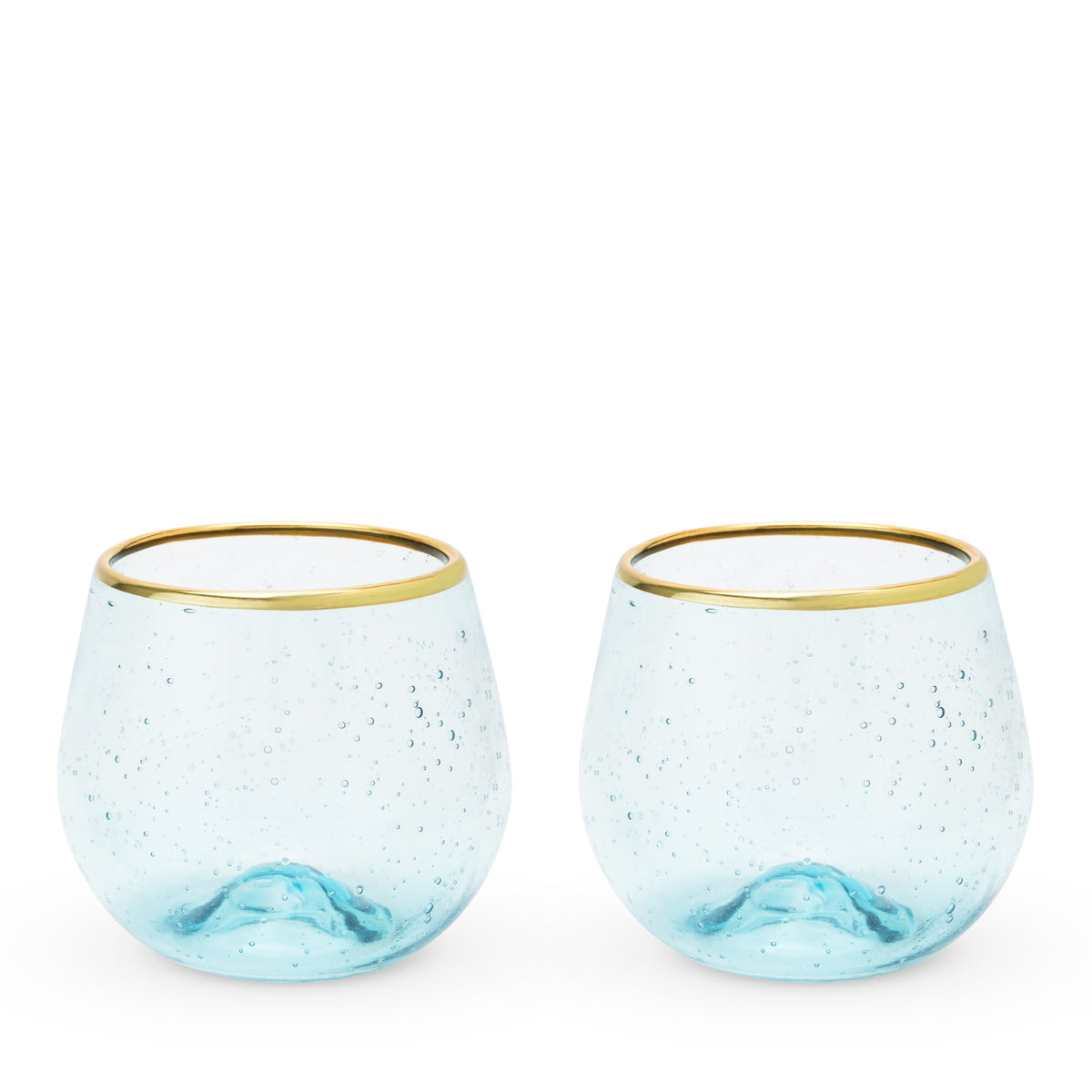 Twine Living Aqua Bubble Stemless Wine Glass Set - view 2