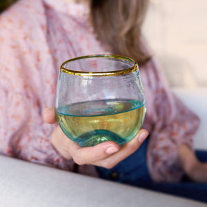 Twine Living Aqua Bubble Stemless Wine Glass Set - view 4