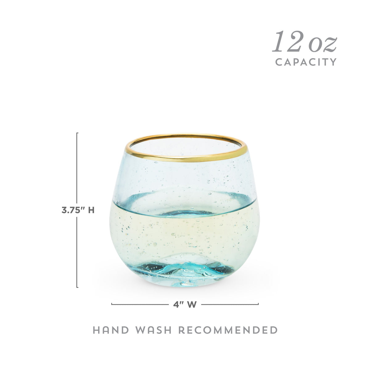Twine Living Aqua Bubble Stemless Wine Glass Set - view 6