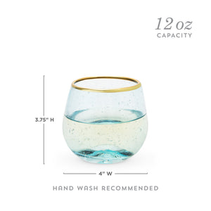 Twine Living Aqua Bubble Stemless Wine Glass Set - view 6