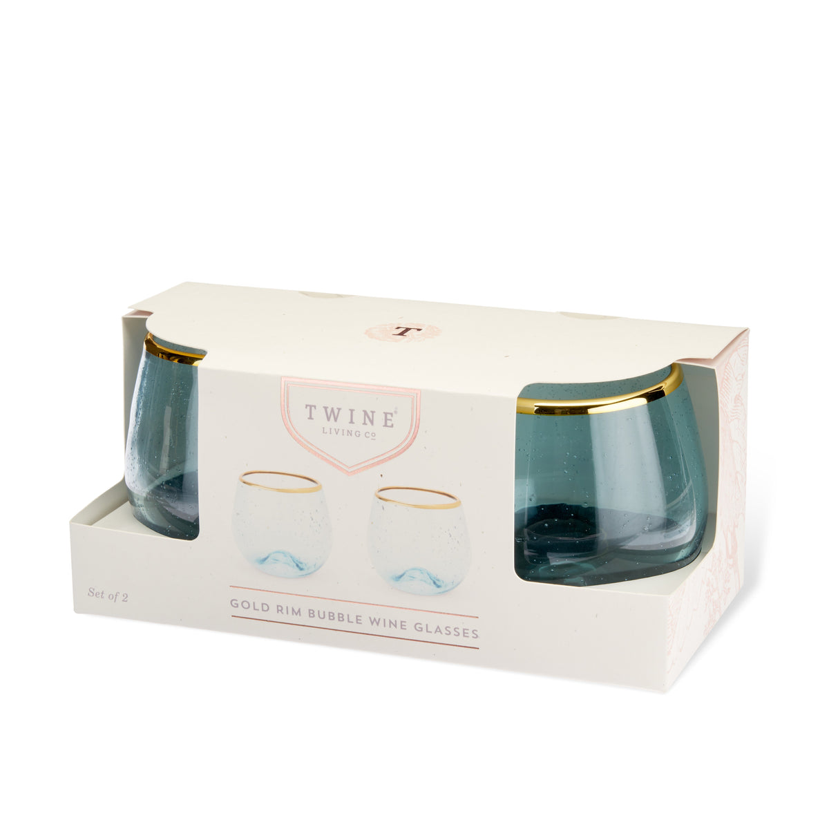 Twine Living Aqua Bubble Stemless Wine Glass Set - view 7