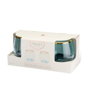 Twine Living Aqua Bubble Stemless Wine Glass Set - view 7