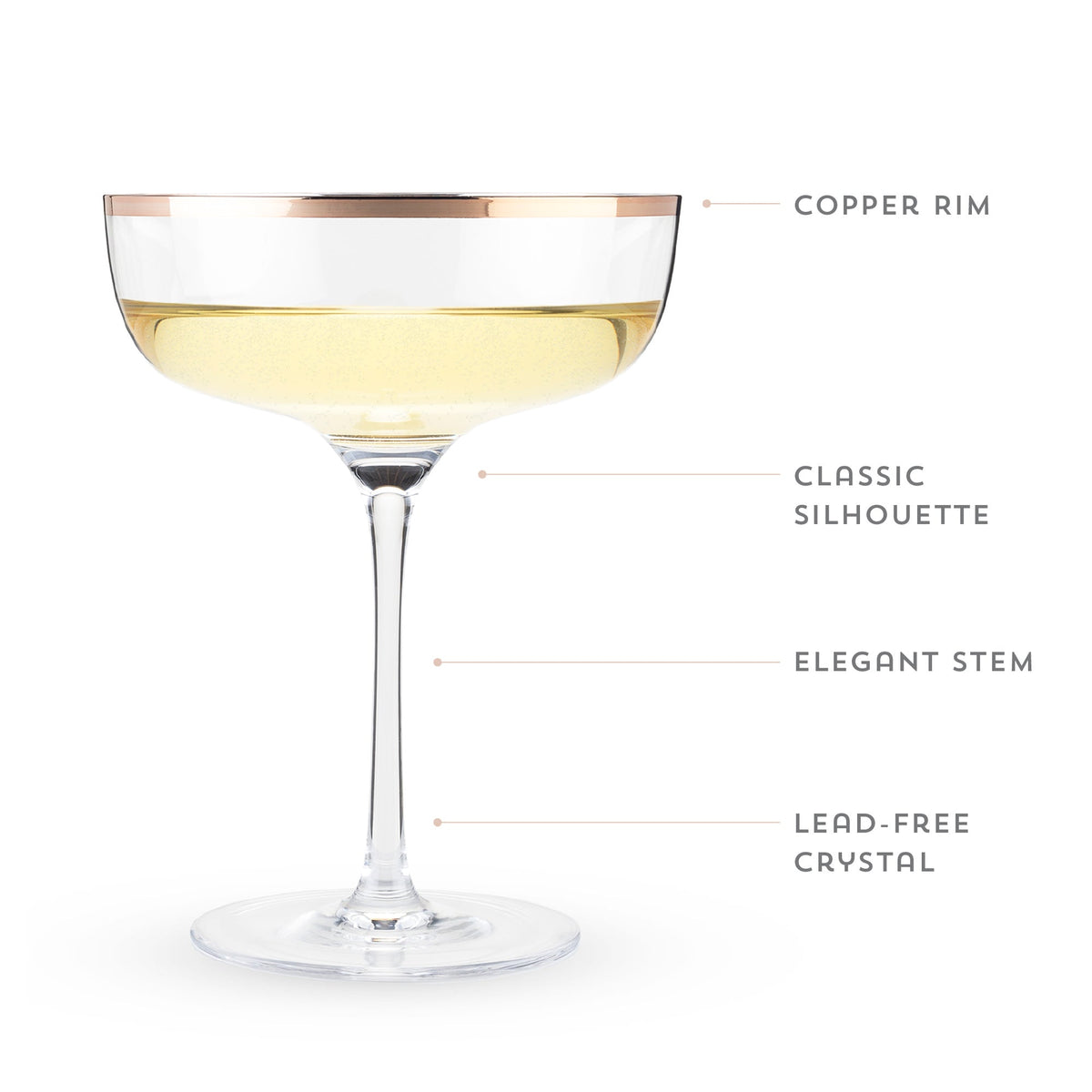 Twine Living Copper Rim Crystal Coupe Set - view 6