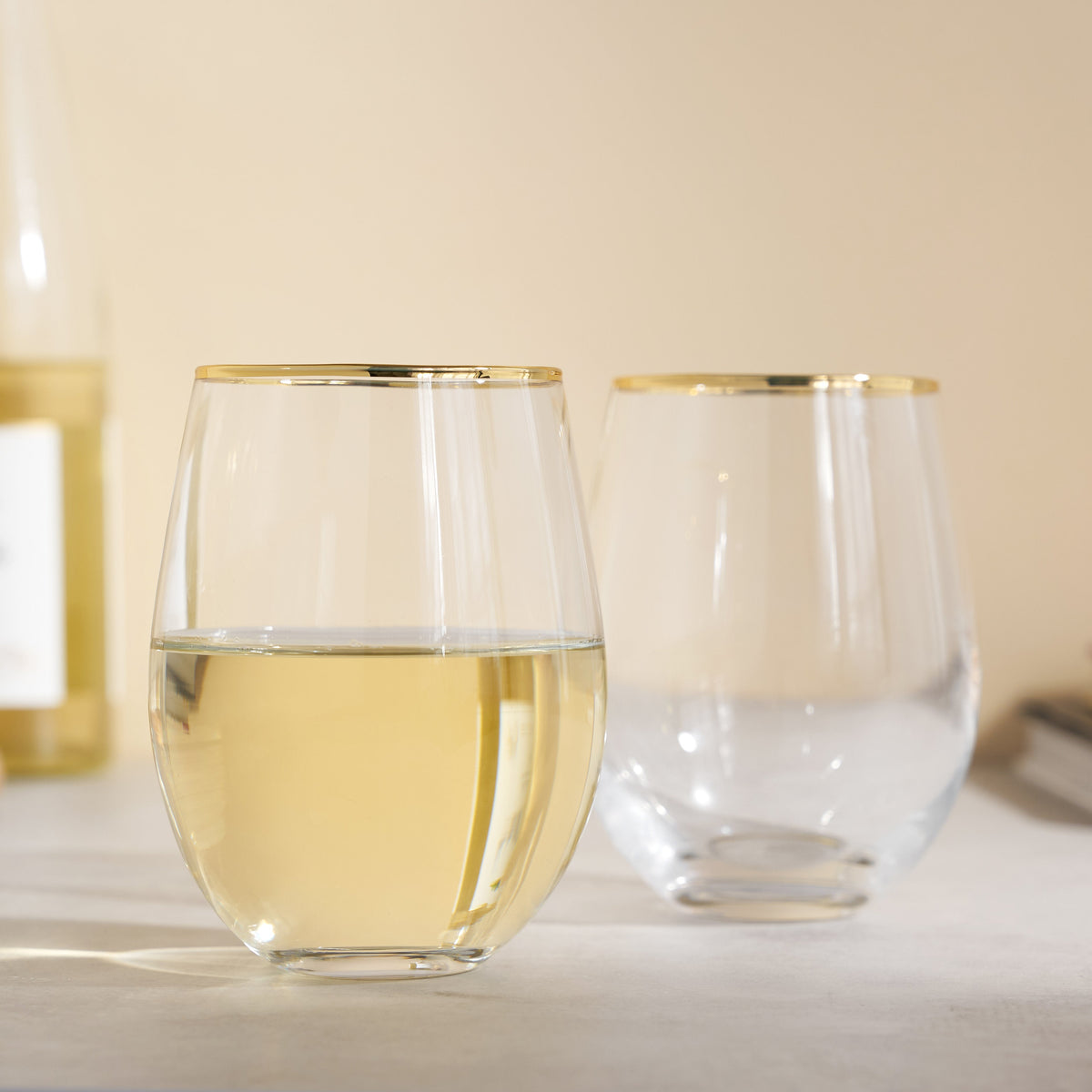 Twine Living Gilded Stemless Wine Glasses