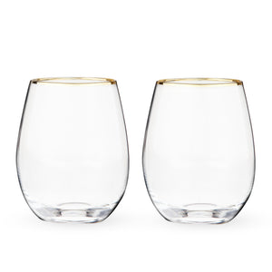 Twine Living Gilded Stemless Wine Glasses - view 2