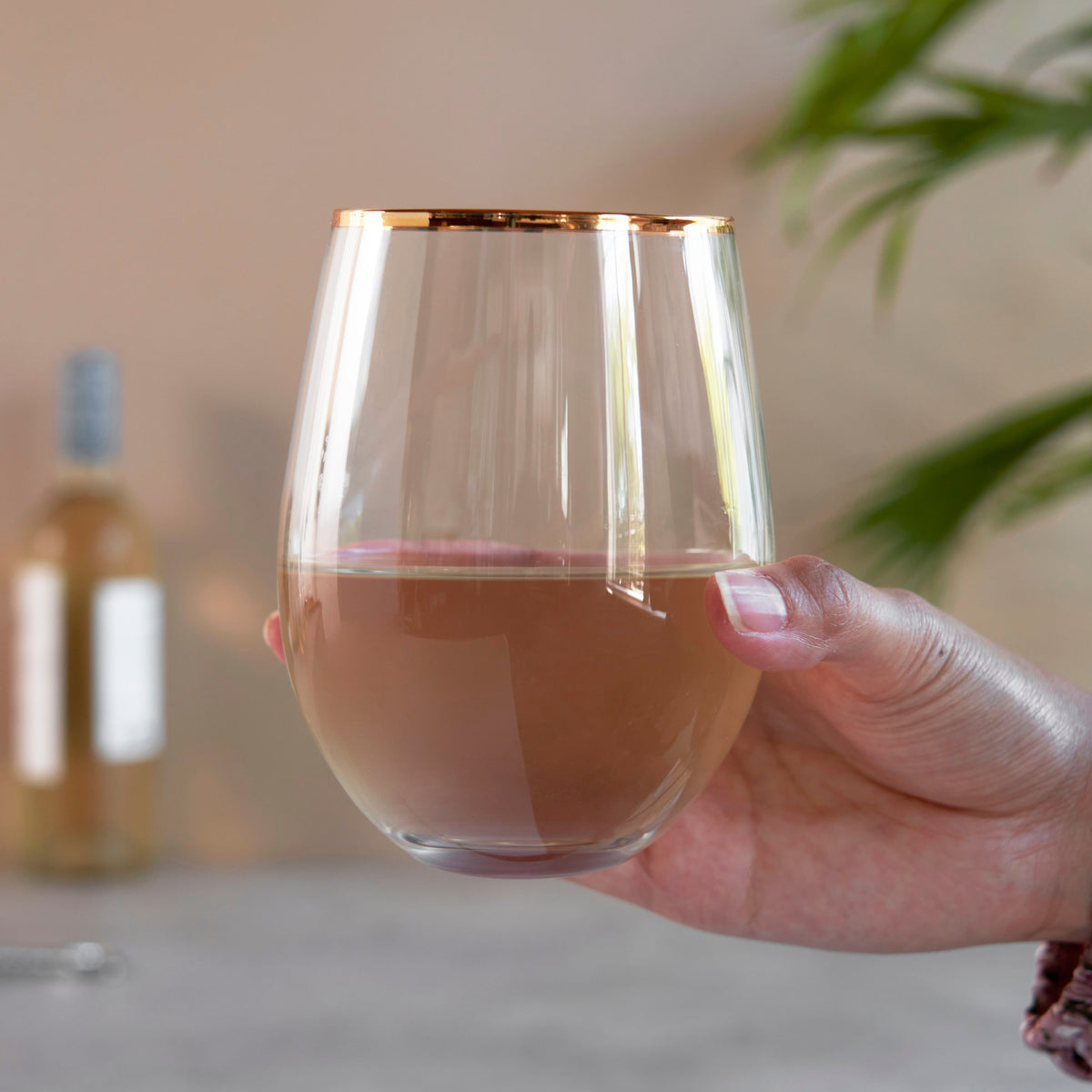 Twine Living Gilded Stemless Wine Glasses - view 4