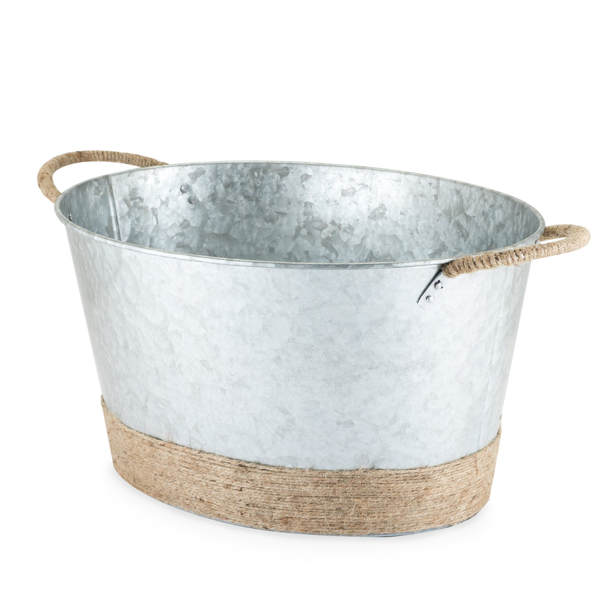 Twine Living Jute Rope Wrapped Galvanized Tub - view 2
