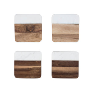 Twine Living Marble & Acacia Coaster Set - view 2