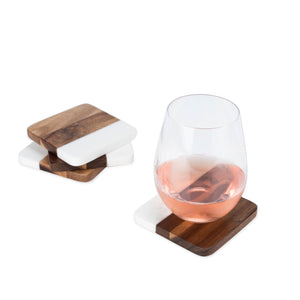 Twine Living Marble & Acacia Coaster Set - view 3