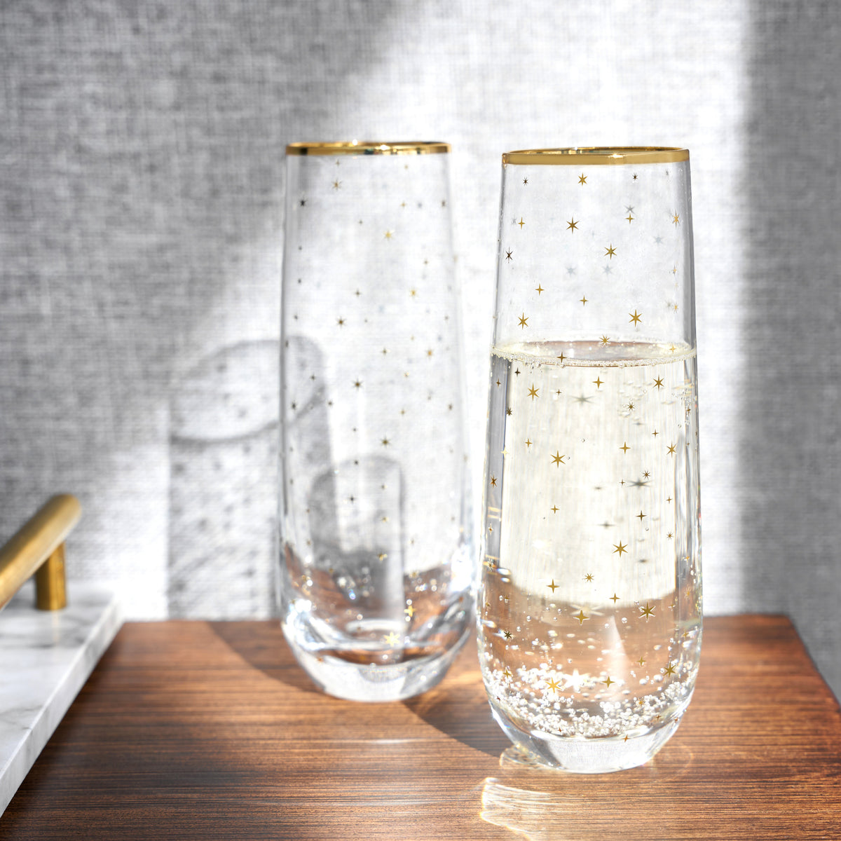 Twine Living Starlight Stemless Champagne Flutes