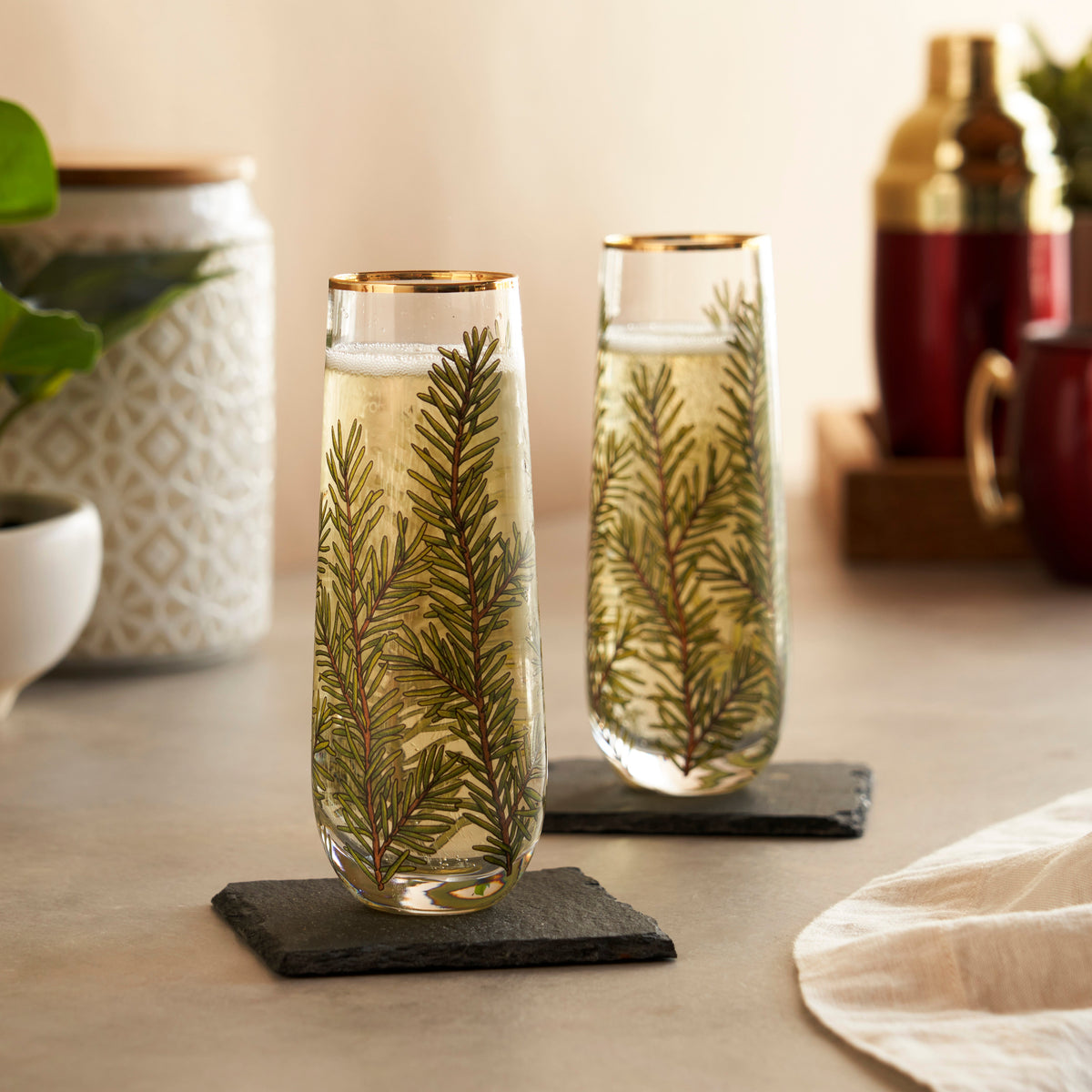 Twine Living Woodland Stemless Champagne Flute Set