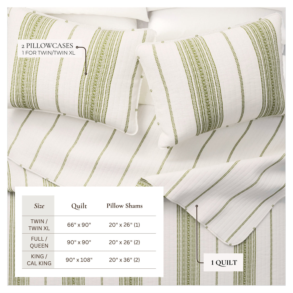 3-Piece Stripe Quilt - Wesley Collection