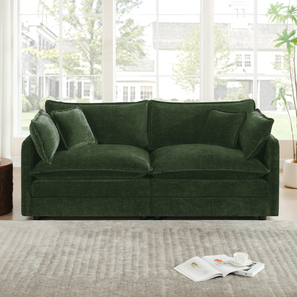 UI Furniture Modern Fabric Loveseat Sofa Couch with Deep Seat and 4 Pillows - view 2