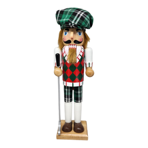 Green Plaid Golfer Nutcracker