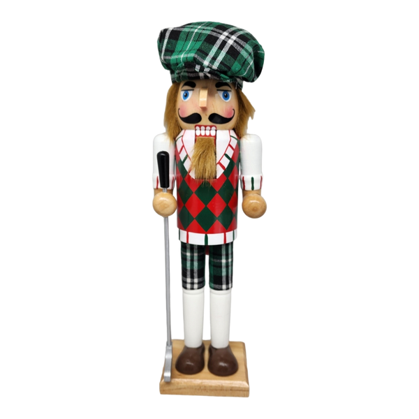 Green Plaid Golfer Nutcracker
