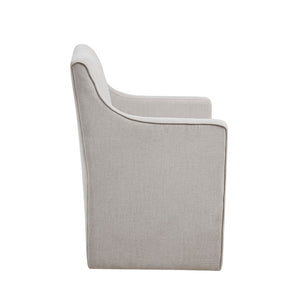 Upholstered Dining Chair with Casters, Padded Back, Seat and Arms - Dining Chairs