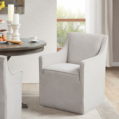 Upholstered-Dining-Chair-with-Casters,-Padded-Back,-Seat-and-Arms-Dining-Chairs