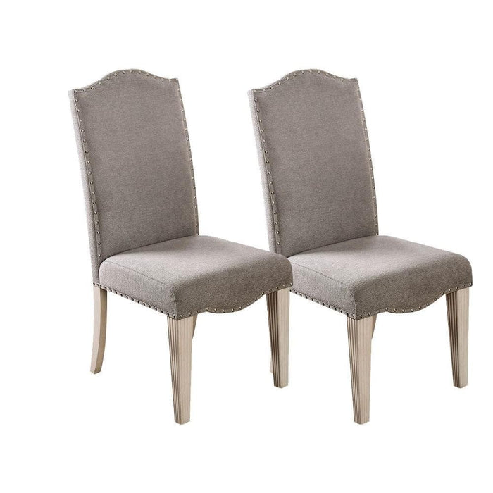 Kanepe Upholstered Dining Chair Set of 2 with Nailhead Trim and Camel Back