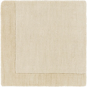 Bordered Solid Wheat Cream Wool Rug