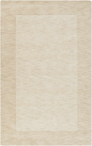 Bordered Solid Wheat Cream Wool Rug
