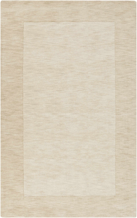 Bordered Solid Wheat Cream Wool Rug